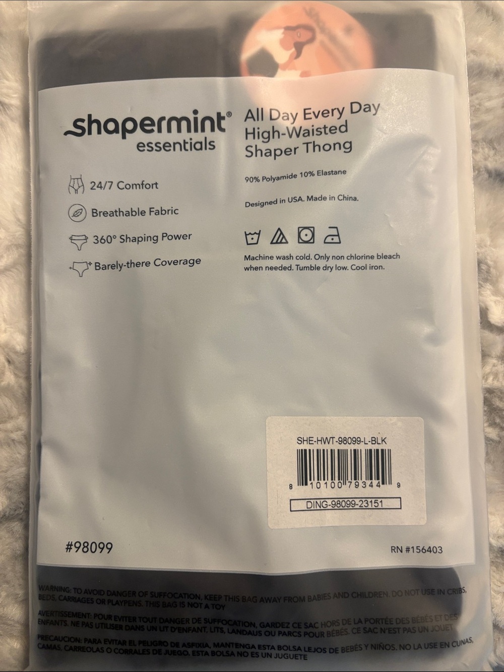 Shapermint Black all day everyday High-Waisted Shaper Thong size L